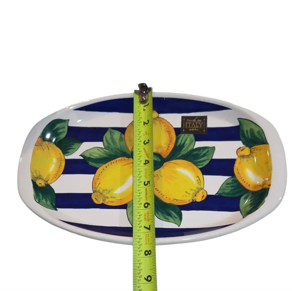 Nova Deruta - Vibrant Lemon Striped Plate/ Platter Made In Italy Hand Painted - Picture 7 of 7